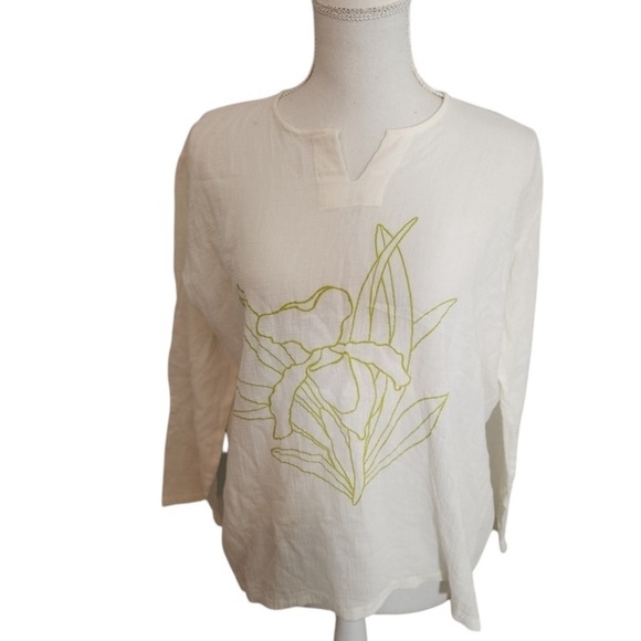 Rak Tops - Rak Off-White V-Neck Full Sleeve Top XL - From Thailand